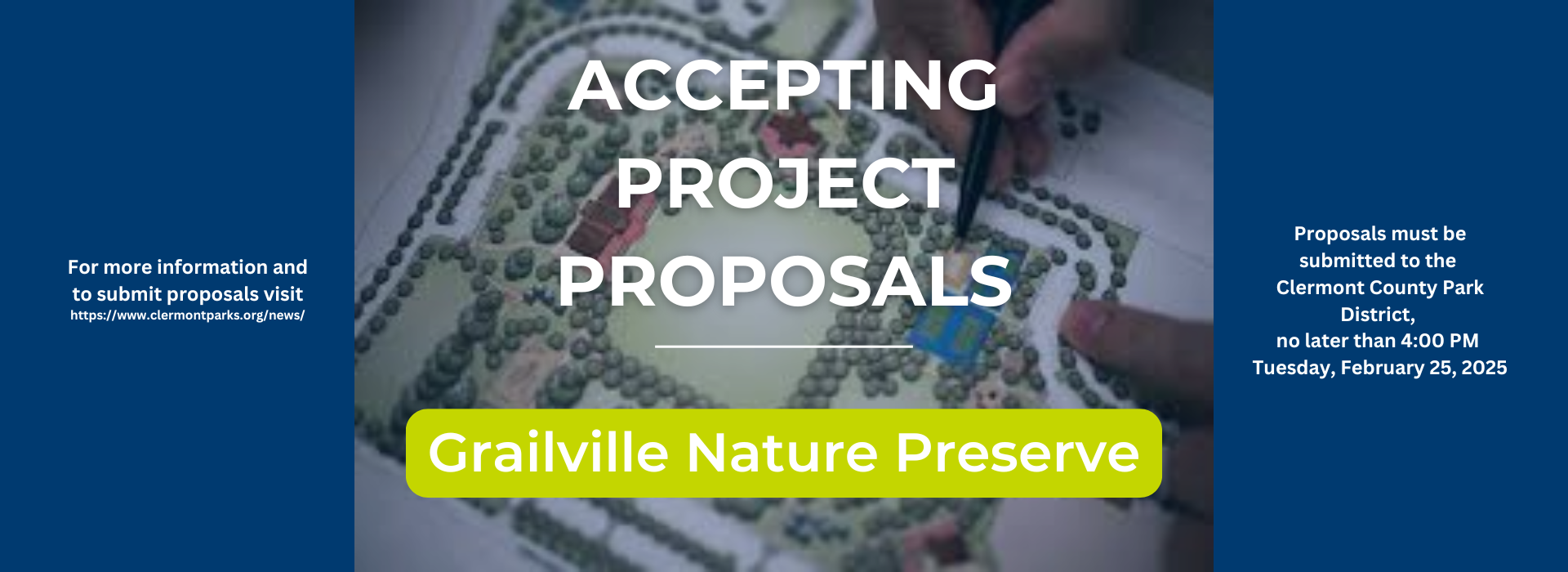 Clermont County Park District is receiving proposals for the architectural, engineering and construction management services for the development of the Grailville Preserve in Loveland, Ohio.